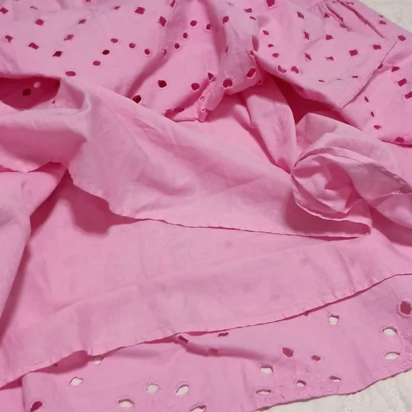 Zara pink Eyelet Tiered Puff-Sleeve Dress NWT - Picture 4 of 10